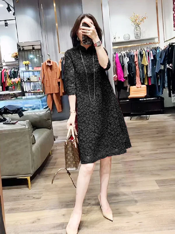 Plus Size Lace Qipao Shift Dress