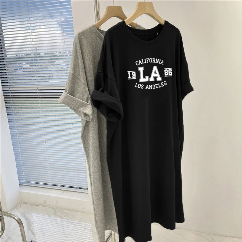 Plus Size Cotton LA Ringer T Shirt Dress