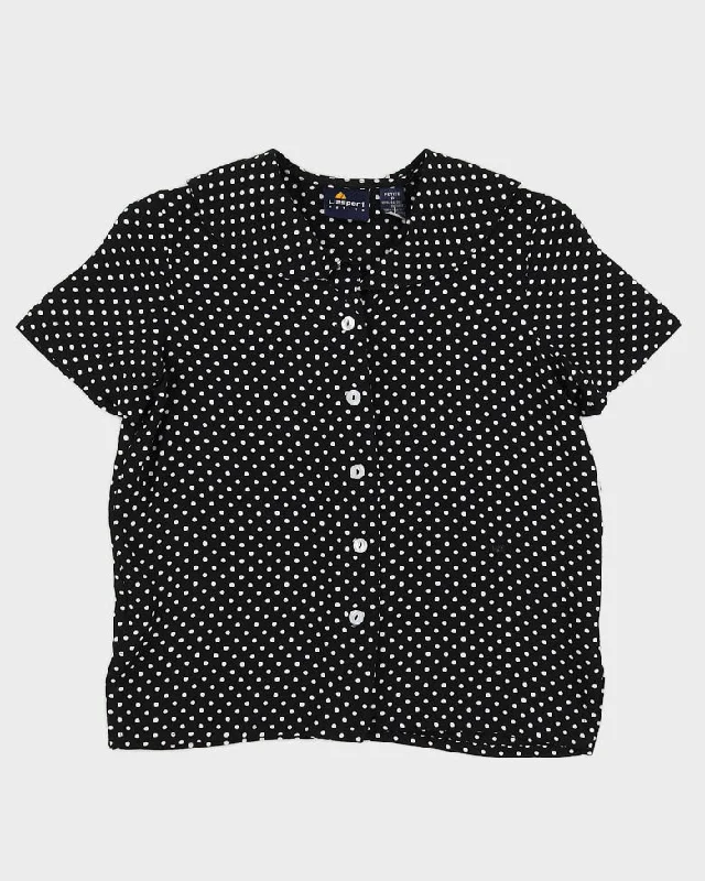 Black Polka Dot Patterned Blouse - S