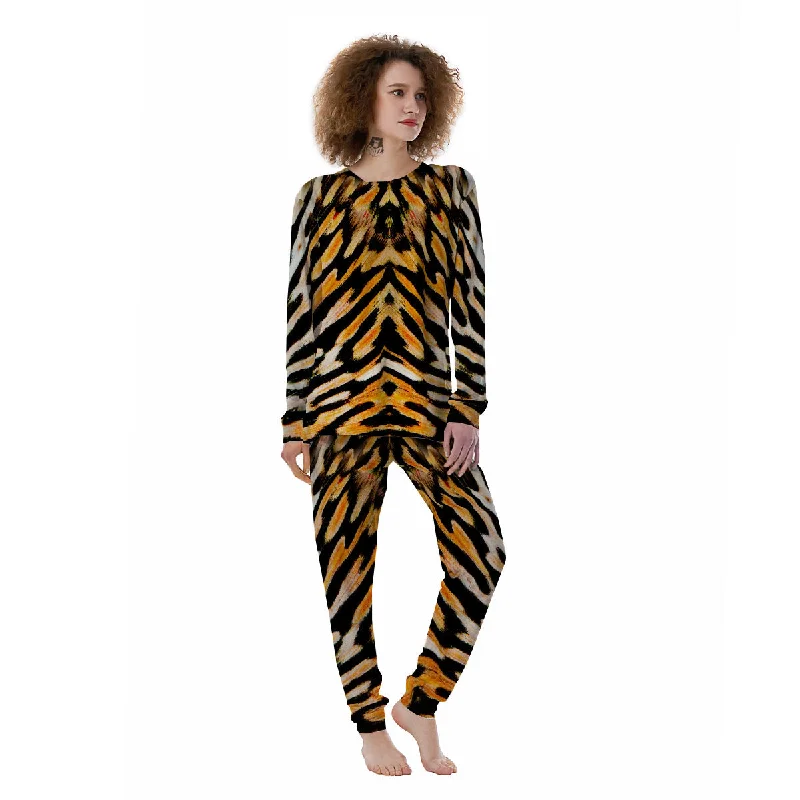 Butterfly Wing Skin White Orange Tiger Print Women's Pajamas