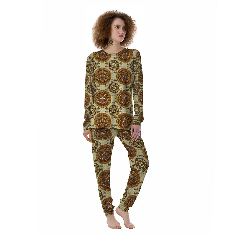 Calendar Aztec Vintage Print Pattern Women's Pajamas