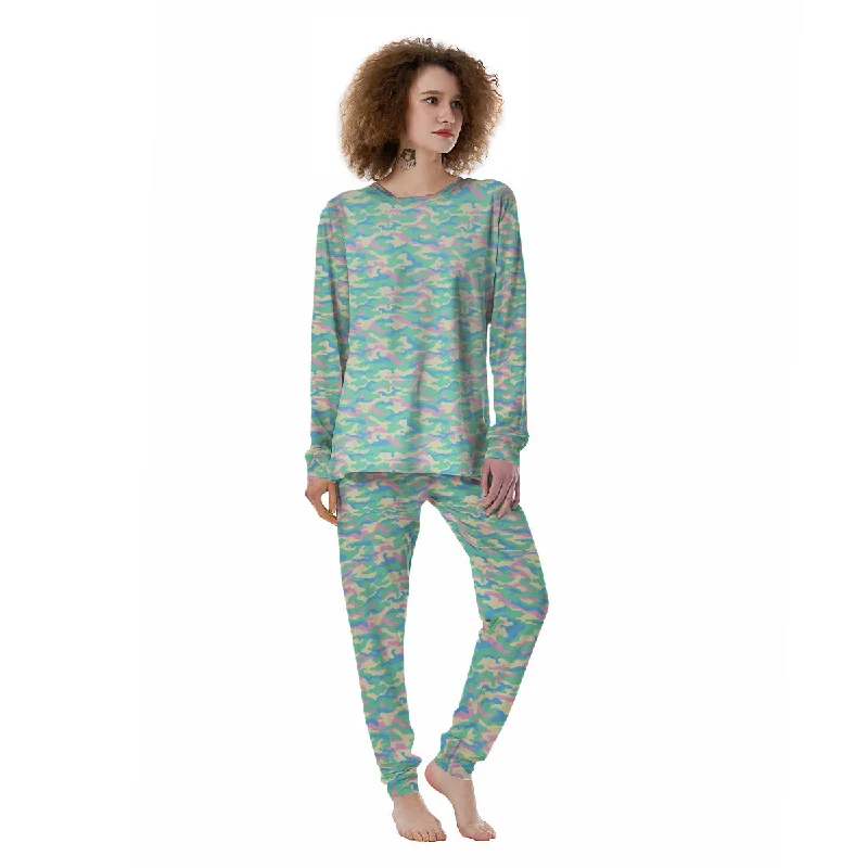 Camouflage Pastel Colors Print Pattern Women's Pajamas