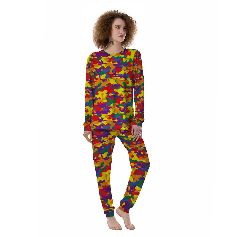 Camouflage Rainbow Print Women's Pajamas