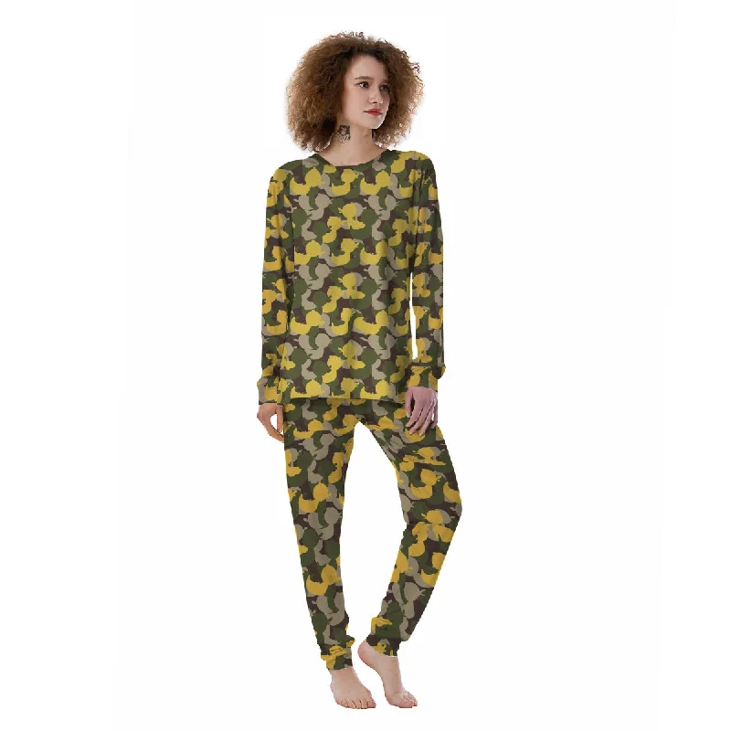 Camouflage Rubber Ducks Print Pattern Women's Pajamas