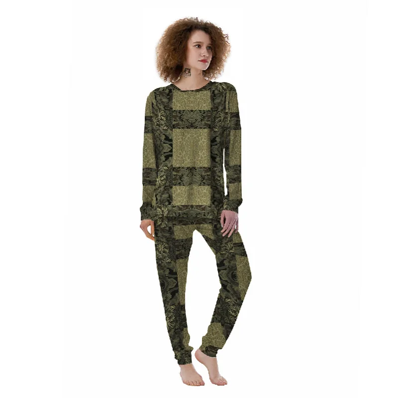 Camouflage Tropical And Leopard Print Pattern Women's Pajamas