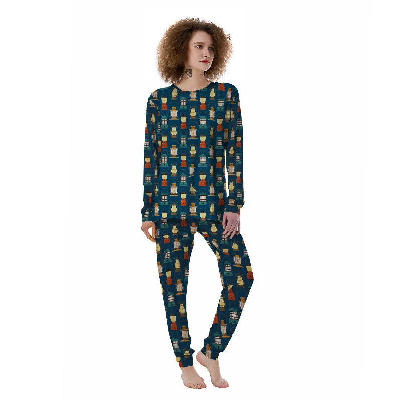 Camping Lantern Vintage Print Pattern Women's Pajamas