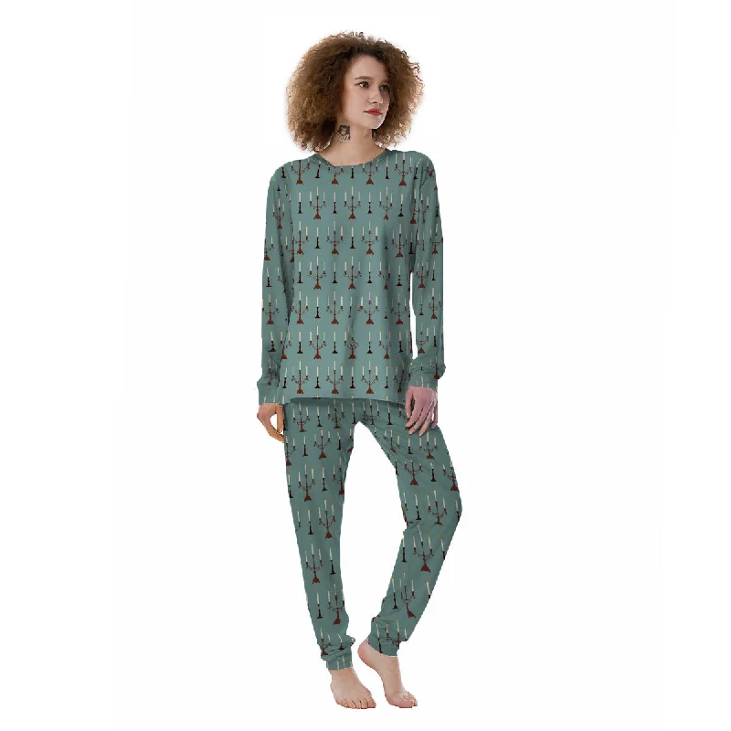 Candle Vintage Print Pattern Women's Pajamas