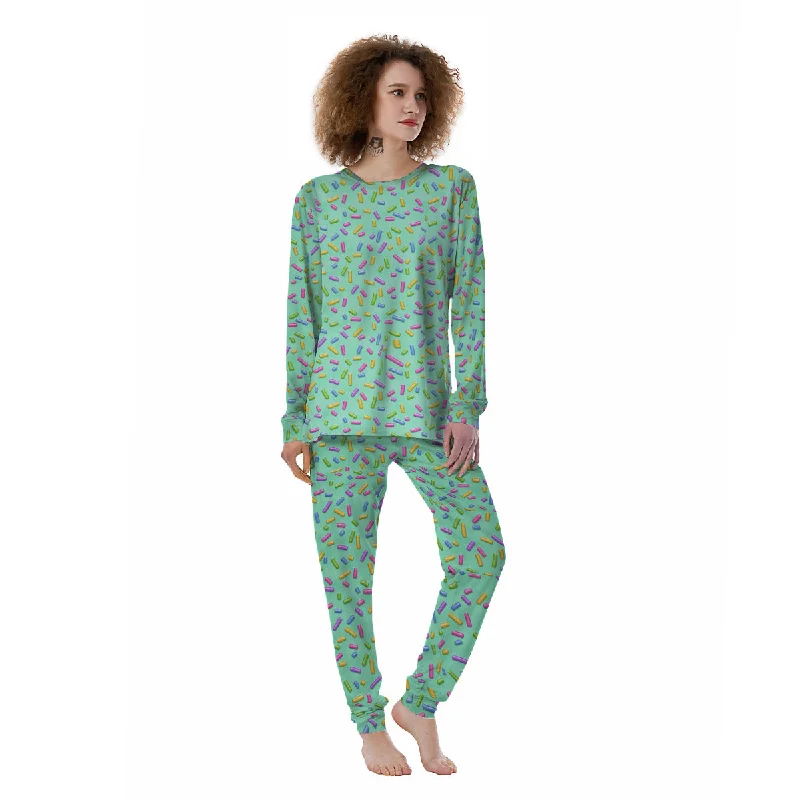 Candy Sprinkles Green Sweet Print Pattern Women's Pajamas