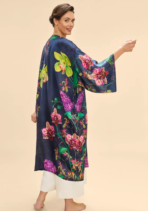 Powder Exotic Evening Kimono Gown, Ink