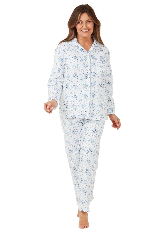 Marlon Floral Brushed Cotton Pyjama Set, Blue