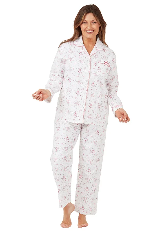 Marlon Floral Brushed Cotton Pyjama Set, Pink