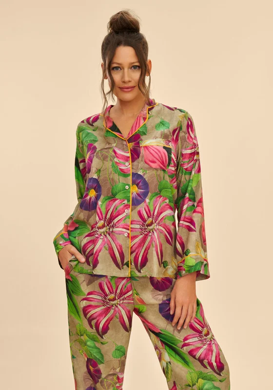 Powder Oversized Botanicals Supersoft Pyjamas, Green & Pink Multi