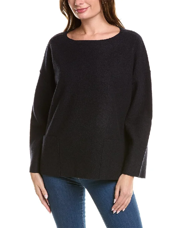 Eileen Fisher Bateau Neck Wool Box Top