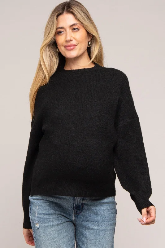 Black Bubble Sleeve Maternity Sweater