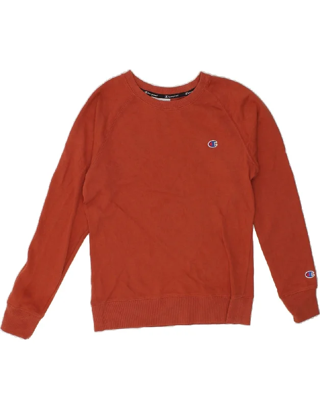 CHAMPION Womens Sweatshirt Jumper UK 10 Small Orange Cotton