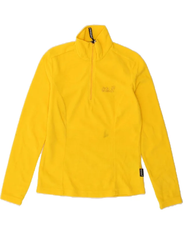 JACK WOLFSKIN Womens Zip Neck Fleece Jumper UK 10 Small Yellow Polyester