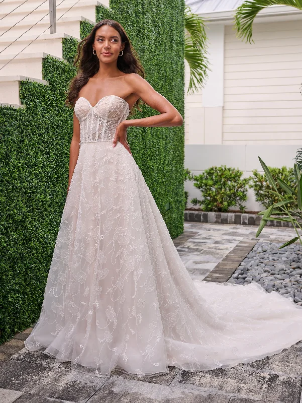 Lace Strapless Bridal Ball Gown by Adrianna Papell 31317