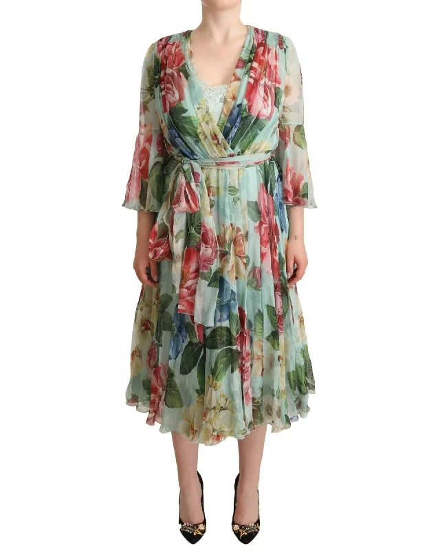 Dolce & Gabbana Floral Print Silk Midi Dress