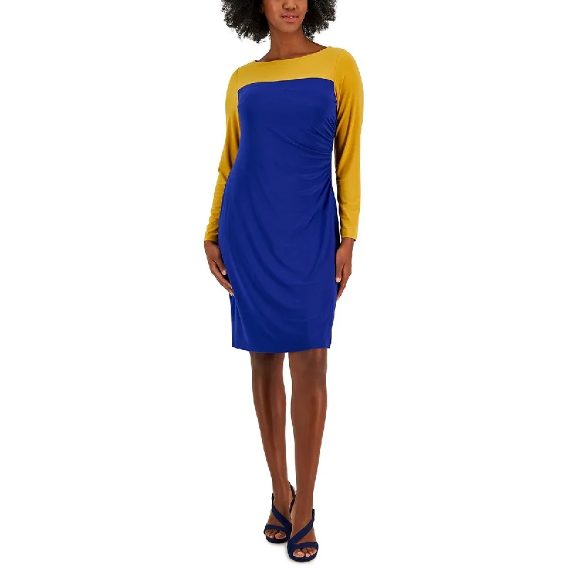 Womens Colorblock Midi Shift Dress