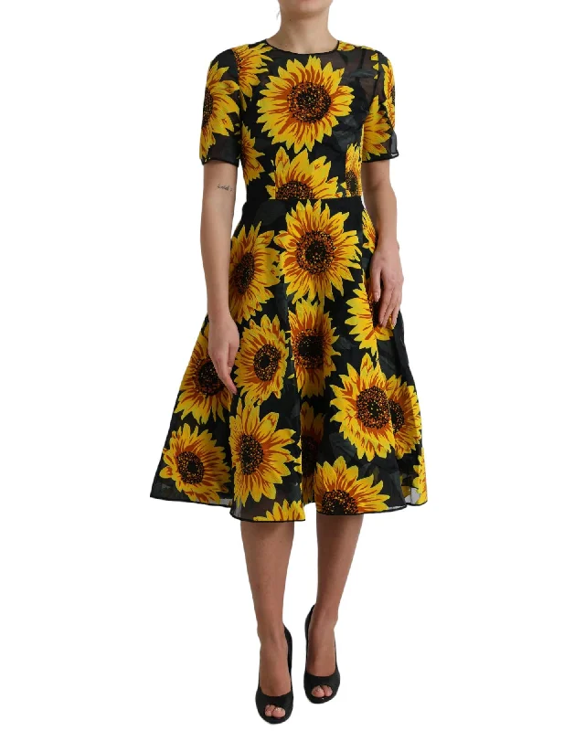 Dolce & Gabbana Sunflower Print A-line Midi Dress