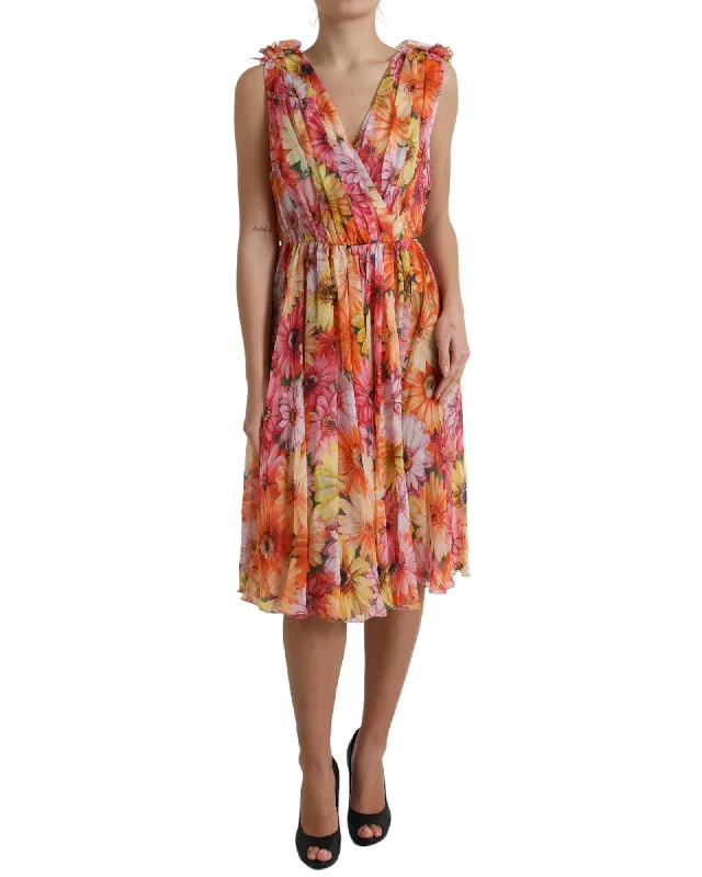 Dolce & Gabbana Floral Printed Silk Midi Dress