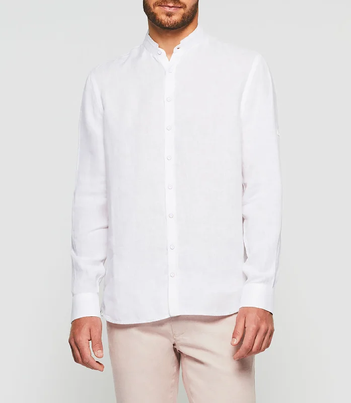 Chemise casual col mao blanche KAFLEUROUT