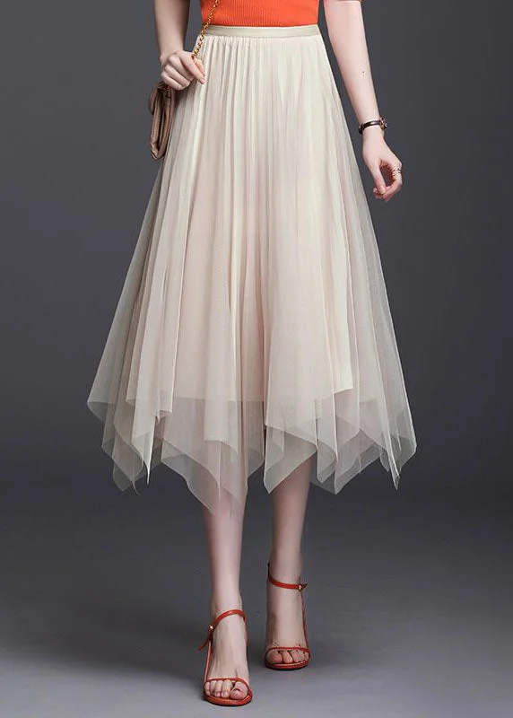 Fashion Apricot Asymmetrical Wear On Both Sides Tulle Skirts Spring