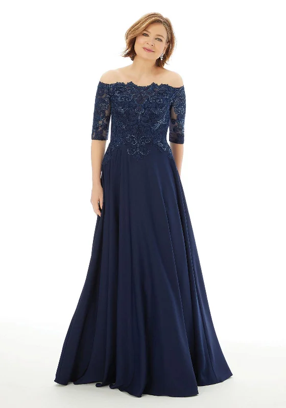 Navy 12 MGNY Madeline Gardner New York 72220 Long Formal Dress Sale