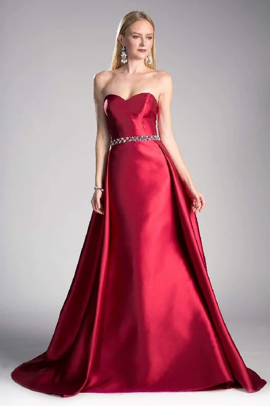 Cinderella Divine - 455 Beaded Belt Strapless Silk Gown with Overskirt