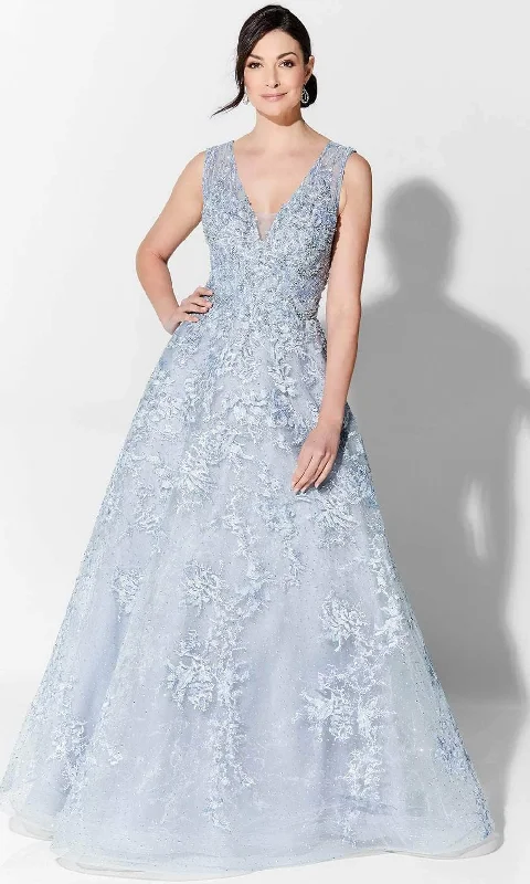 Ivonne D 122D67 - V-Neck Embroidered Evening Gown