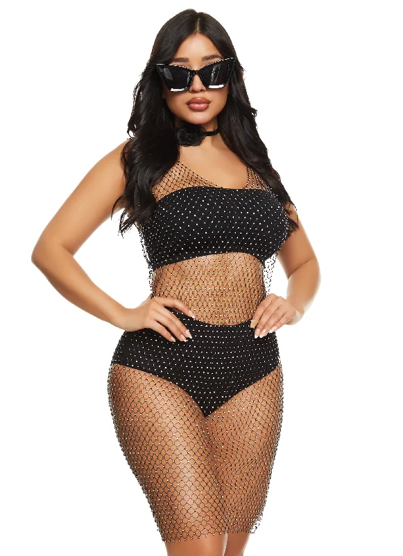 Rhinestone Fishnet Tank Dress