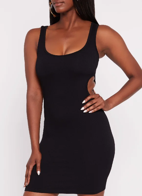 Rib Knit Seamless Cut Out Tank Dress