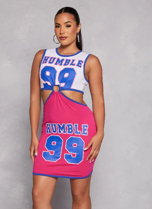 Humble 99 O Ring Cut Out Graphic Tank Dress