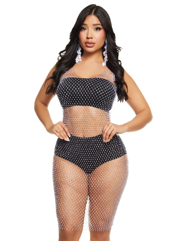 Rhinestone Fishnet Tank Dress