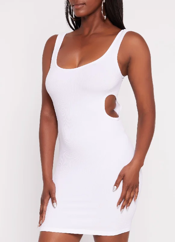 Rib Knit Seamless Cut Out Tank Dress