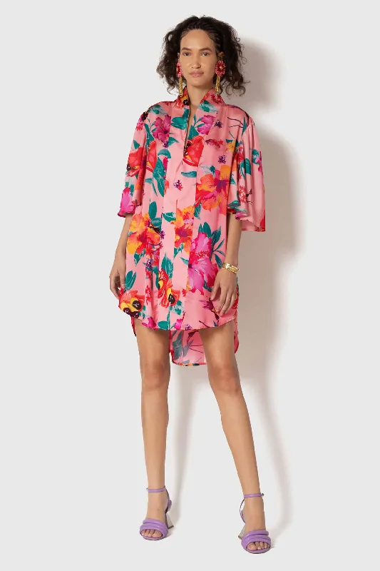 Ackee Print Fan Sleeve Dress