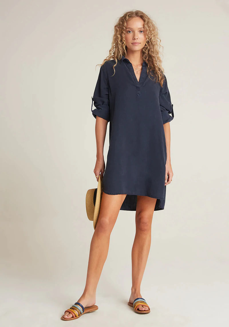 Bella Dahl A-Line Rolled Tab Sleeve Dress - Endless Sea