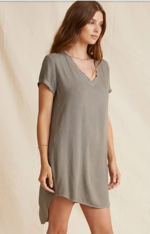 Bella Dahl V-Neck Tee Dress Soft Army