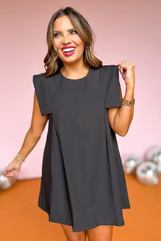 Black Round Neck Sleeveless A Line Dress