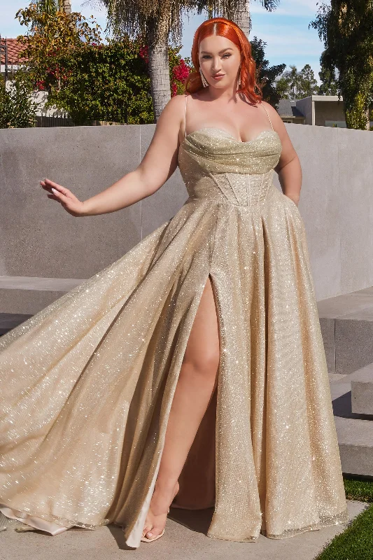 **Cinderella Divine: Shimmering Cowl-Neck Gown for Enchanting Occasions**