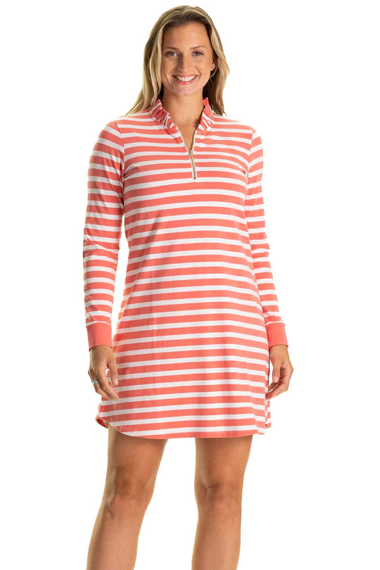 Duffield Lane Solange Dress Coral/White Stripe