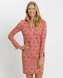 Jude Connally Anna Ponte Knit Dress Garden Lattice Paprika