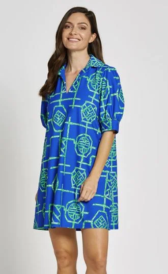 Jude Connally Emerson Dress Lightweight Jude Cloth Cobalt/Grass