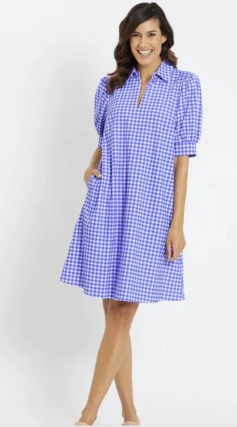 Jude Connally Emerson Dress Lightweight Jude Cloth Gingham Iris