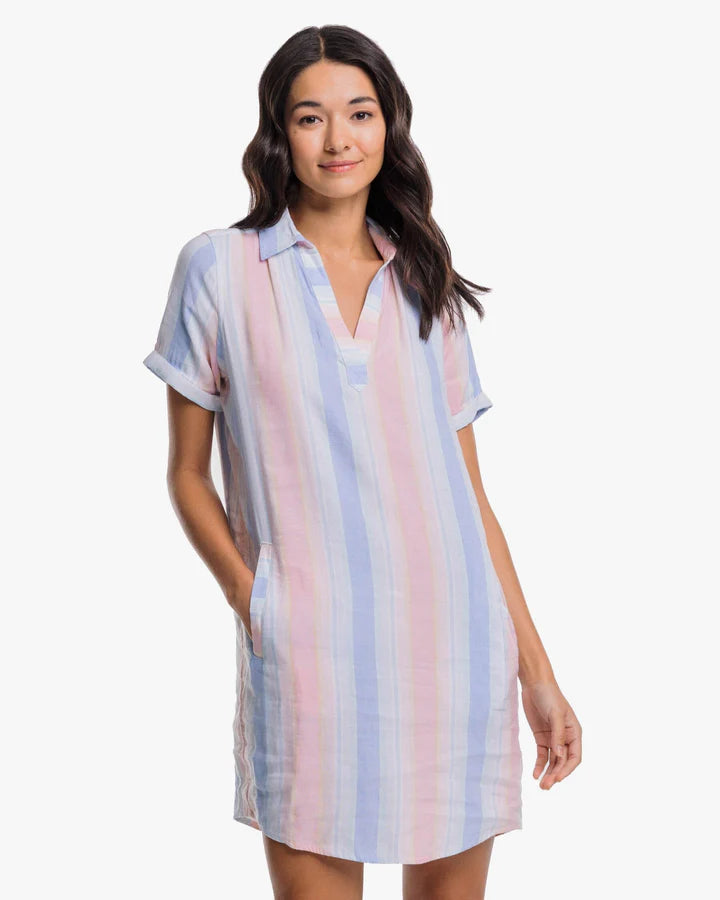 Southern Tide Kamryn Resort Stripe Dress Boat Blue