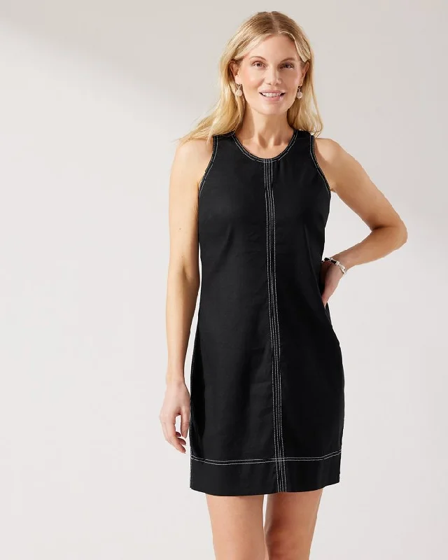 Tommy Bahama Palm-A-Dora Sleeveless Sheath Dress Black