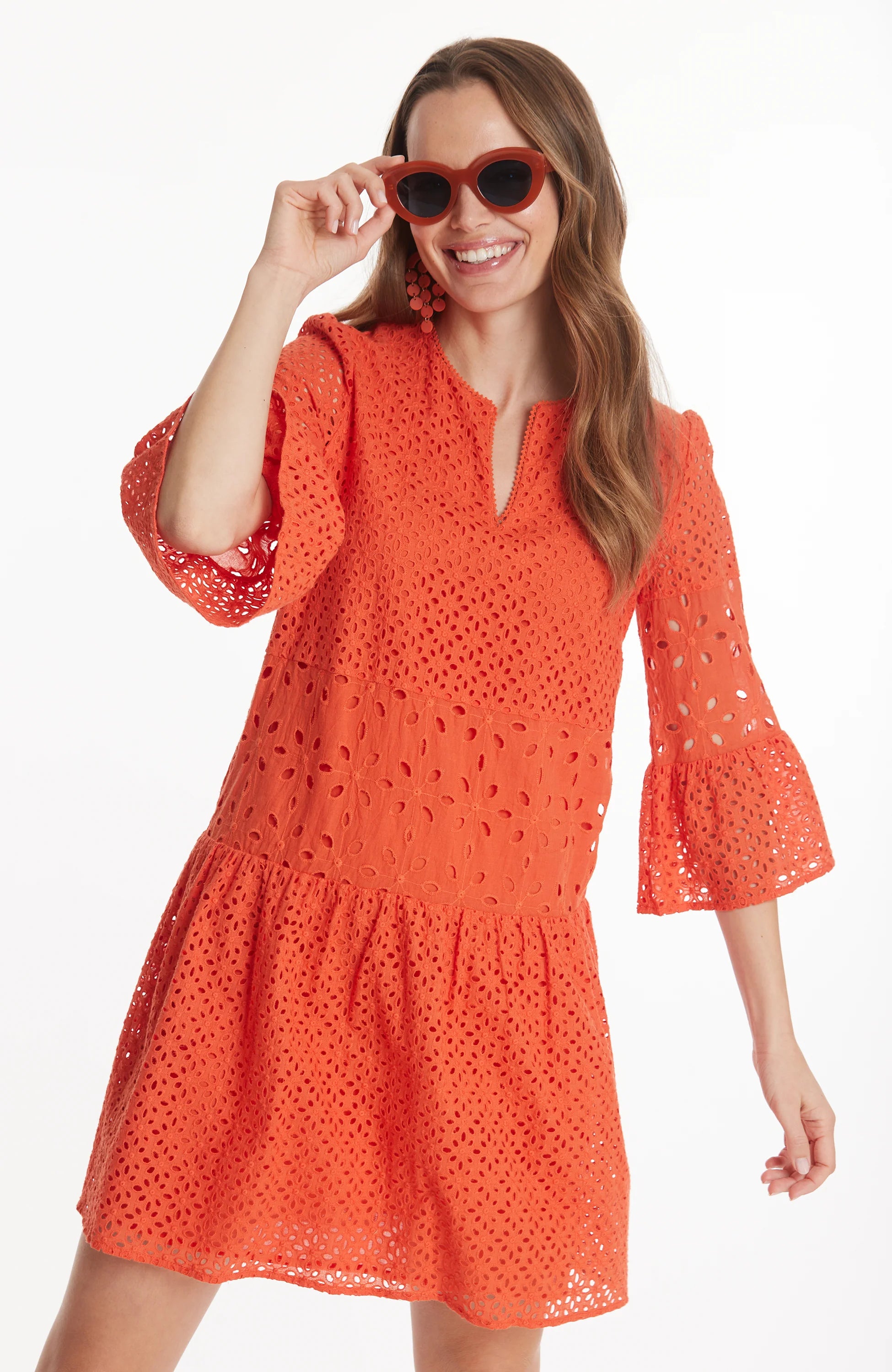 Tyler Boe Ingrid Eyelet Skimmer Dress Calypso