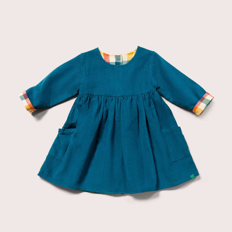 Deep Blue After Day Reversible Corduroy Pocket Dress