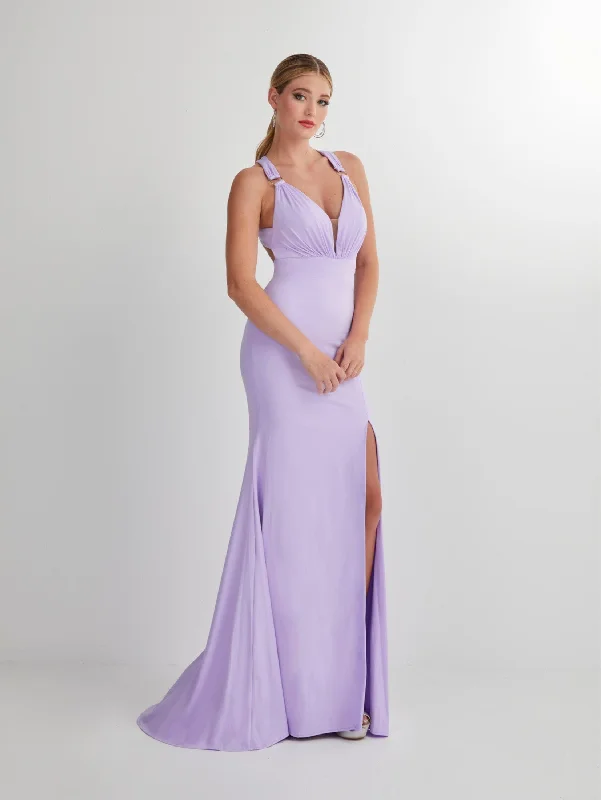 Fitted Spandex Sleeveless Slit Gown by Studio 17 12897