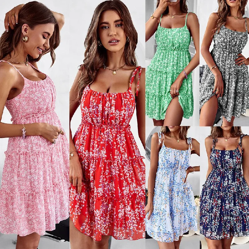 Floral Dress Summer Tiered A-line Dress